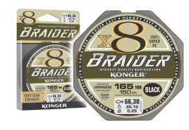 KONGER PLECIONKA X8 BRAIDER BLACK 150m 0,14mm