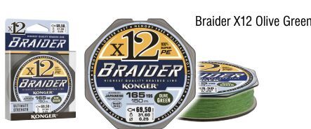 KONGER PLECIONKA X12 BRAIDER OLIVE GREEN 0,20mm 150m