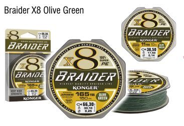 KONGER PLECIONKA X8 BRAIDER OLIVE GREEN 0,14mm 150m