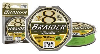 KONGER PLECIONKA X8 BRAIDER FLUO GREEN 0,25mm 150m