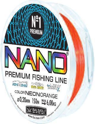 ŻYŁKA BALSAX NANO FISHING NEON ORANGE 0,22mm 150m