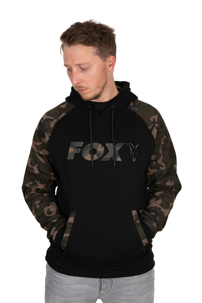 FOX BLUZA RAGLAN BLACK/CAMO HOODIE S