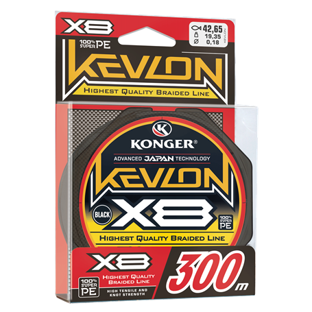 KONGER PLECIONKA KEVLON BLACK X8 0,18mm 300m