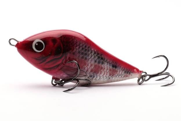 SALMO WOBLER SLIDER SINKING 12 HOLO RED HEAD STRIP